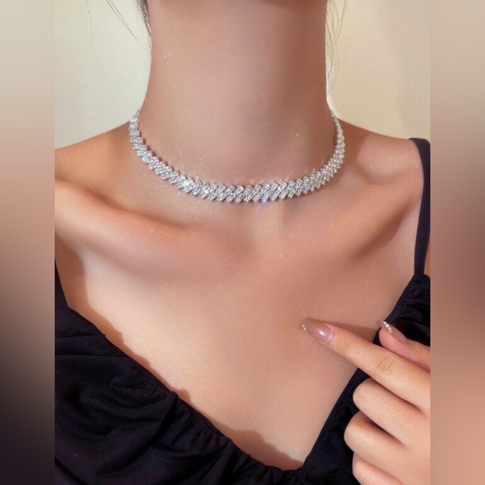 New Vintage Style Crystal Rhinestone Choker Necklace - Picture 3 of 16